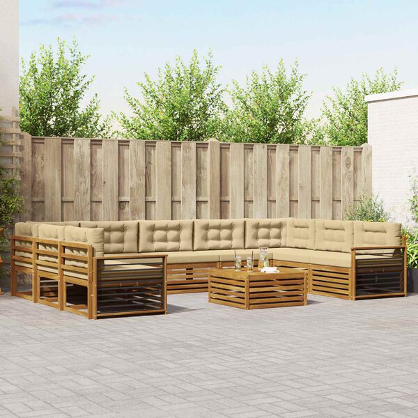 vidaXL Sofų komplektai su pagalve 10 pcs Natūralus ir bežinis