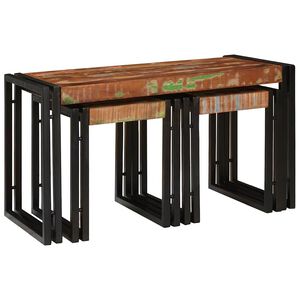 vidaXL Suklijuotas stalas 3 vnt. Ruda ir juoda 82 x 40 x 45 cm