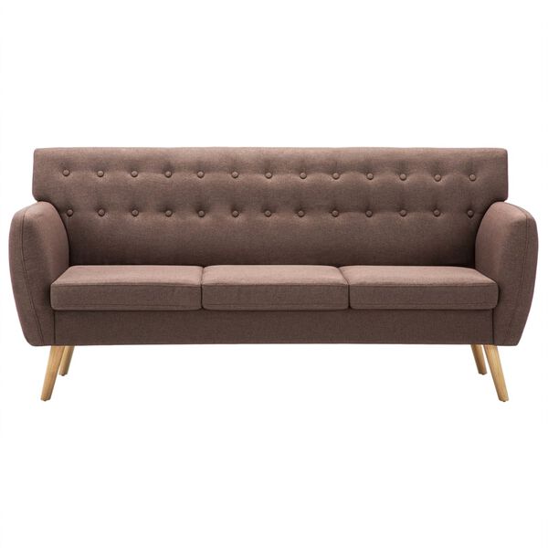 vidaXL Trivietė sofa, audinio apmušalas, 172x70x82cm, ruda