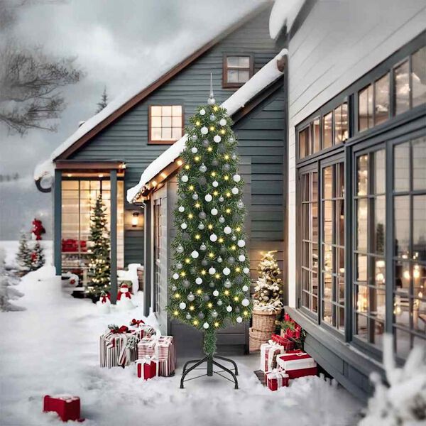 vidaXL Dirbtinė Kalėdų eglutė Žalia 240 cm PVC, plienas ir plastikas