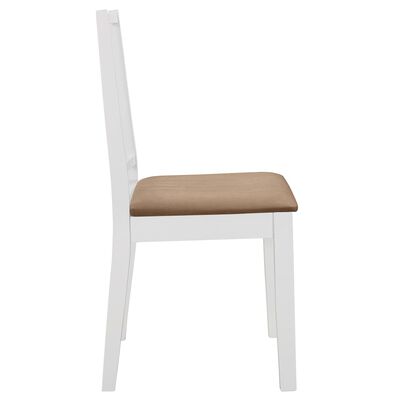 vidaXL Valgomojo kėdės su pagalv., 4 vnt., balt. sp., medienos masyvas