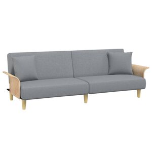 vidaXL Sofa-lova su porankiais, šviesiai pilkos spalvos, audinys