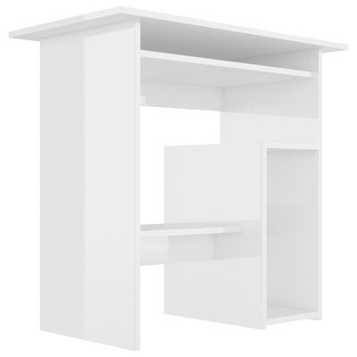 vidaXL Rašomasis stalas, baltas, 80x45x74cm, apdirbta mediena, blizgus