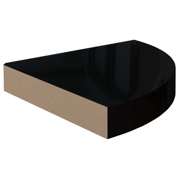 vidaXL Pakabinamos kampinės lentynos, 4vnt., juodos, 25x25x3,8cm, MDF