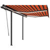 vidaXL Markizė su LED/vėjo jutikliu, oranžinės ir ruda, 3,5x2,5m