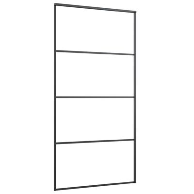 vidaXL Stumdomos durys, juodos, 102,5x205cm, ESG stiklas ir aliuminis