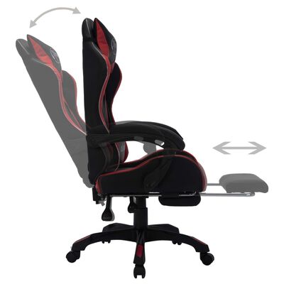 vidaXL Žaidimų kėdė su LED lemputėmis, raudona ir juoda, dirbtinė oda
