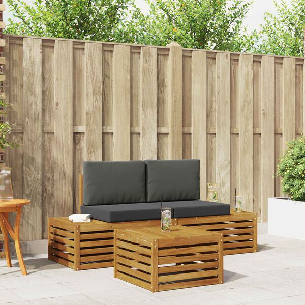 vidaXL Lauko sofos komplektas 3 Vienetas Natūralus ir antracitas