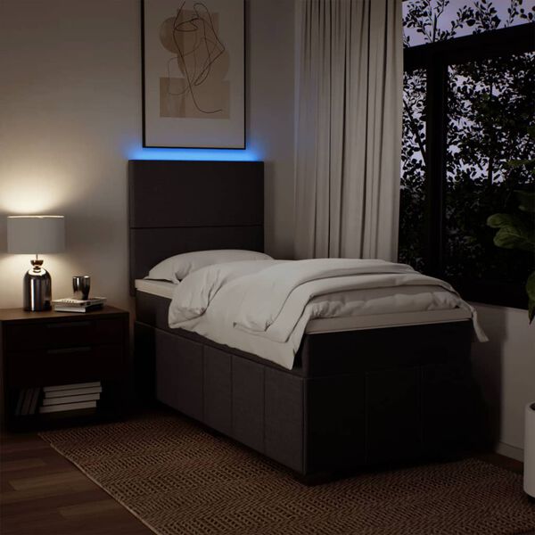 vidaXL Lova su spyruoklėmis ir čiužiniu, ruda, 90x190 cm, audinys