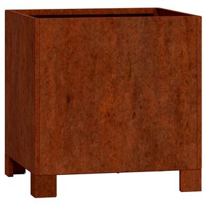 vidaXL Lovelis su kojelėmis, rūdžių, 30x30x30cm, Corten plienas