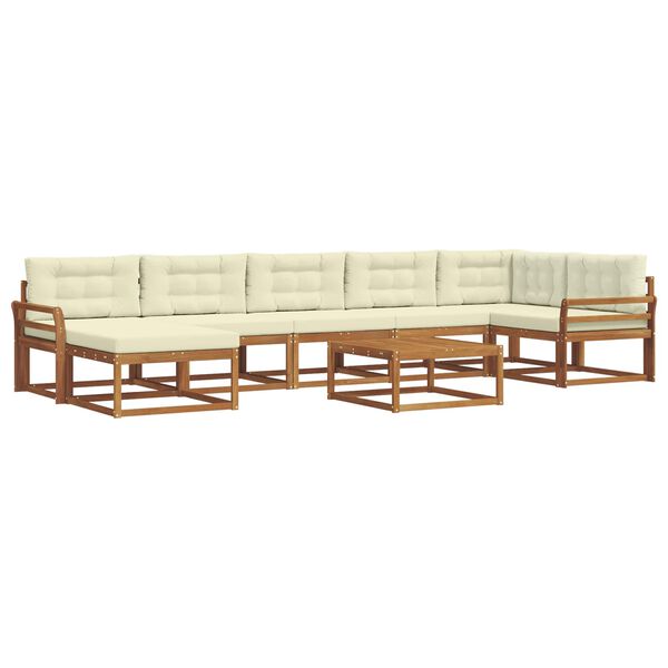 vidaXL Lauko sofos komplektas su pagalve 8 pcs Natūralus ir grietinėlė