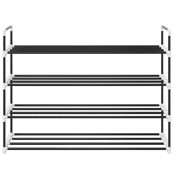 vidaXL Stovas batams, 4 lentynos, metalas ir plastikas, juodas