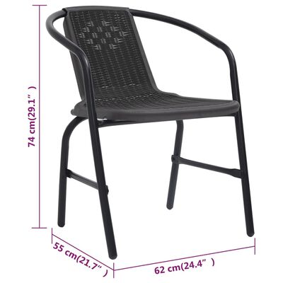 vidaXL Sodo kėdės, 6vnt., plastikinis ratanas ir plienas, 110kg