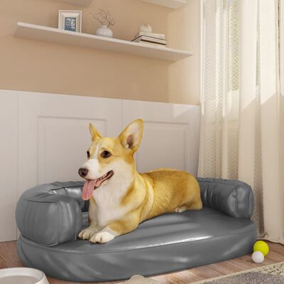 vidaXL Ergonomiška lova šunims, pilkos spalvos, 75x53cm, dirbtinė oda