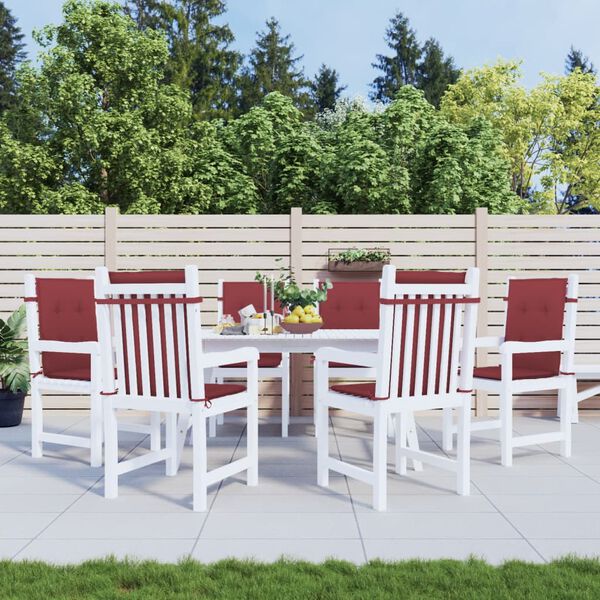 vidaXL Kėdės pagalvėlės, 6vnt., vyno raudonos, 100x50x4cm, audinys