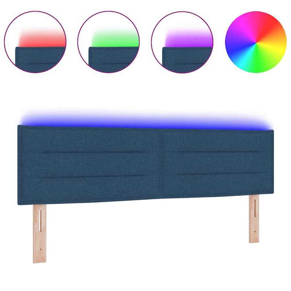 vidaXL LED galvūgalis su LED juostelių žibintais Mėlyna 160 cm audinys