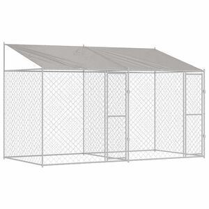 vidaXL &Scaron;uo narvas su stogu Sidabro 400 x 200 x 256 cm Plienas ir PE