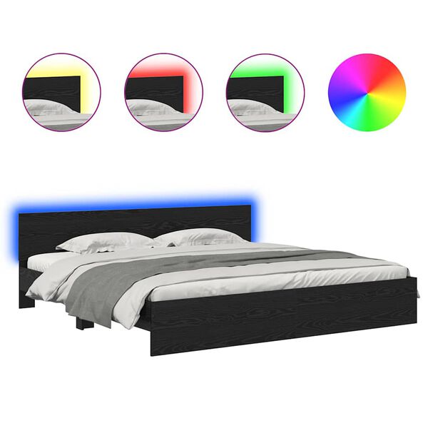 vidaXL Lovos rėmas Juodas ąžuolas 180 x 200 cm Apdirbta mediena