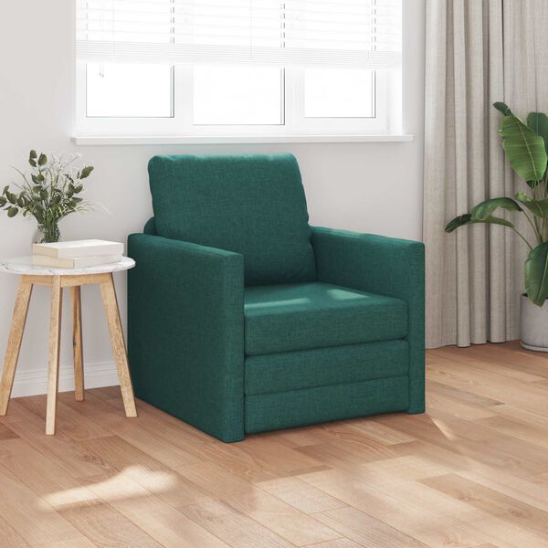 vidaXL Sofa lova 60cm Tamsiai žalia audinys
