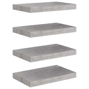 vidaXL Pakabinamos sieninės lentynos, 4vnt., pilkos, 40x23x3,8cm, MDF