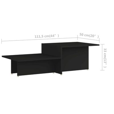 vidaXL Kavos staliukas, juodas, 111,5x50x33cm, apdirbta mediena
