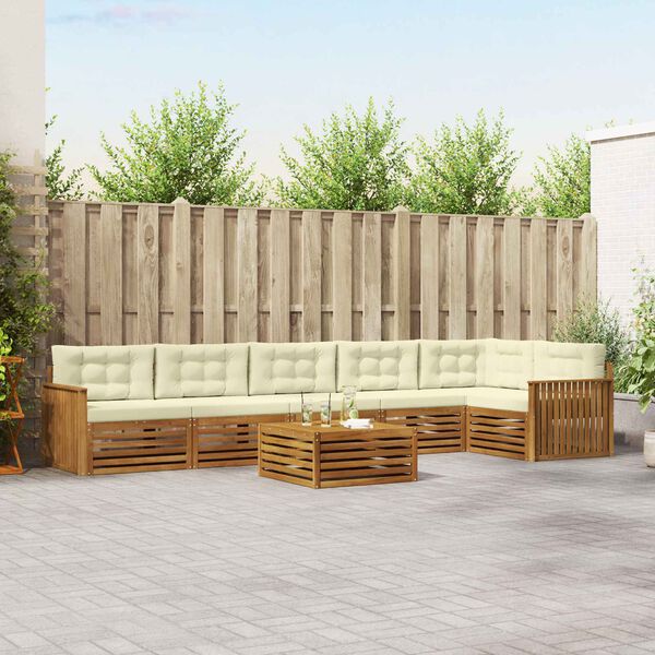 vidaXL Lauko sofos komplektas su pagalve 7 pcs Natūralus ir grietinėlė