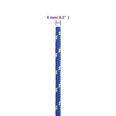 vidaXL Valties virvė, mėlynos spalvos, 6mm, 25m, polipropilenas