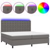 vidaXL Lova su spyruoklėmis/čiužiniu/LED, pilka 200x200cm dirbtinė oda