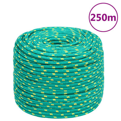 vidaXL Valties virvė, žalios spalvos, 10mm, 250m, polipropilenas