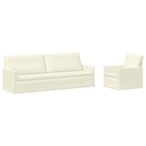 vidaXL Sofos komplektas 2 pcs Kreminė Kordūrinis audinys