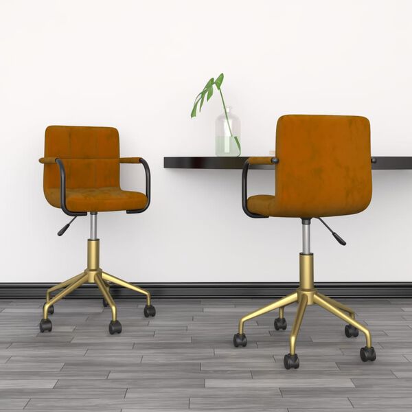 vidaXL Pasukamos valgomojo kėdės, 2vnt., rudos spalvos, aksomas