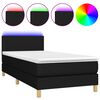 vidaXL Lova su spyruoklėmis/čiužiniu/LED, juoda, 90x190 cm, audinys