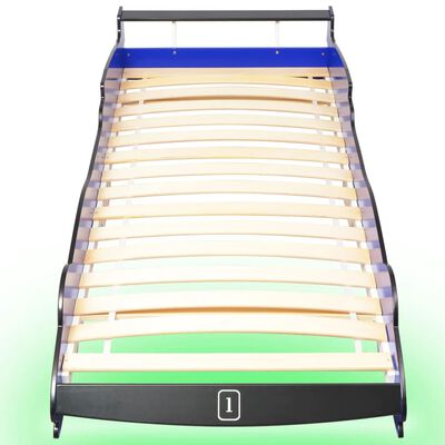 vidaXL Vaikiška LED lova lenktyninė mašina, mėlyna, 90x200 cm