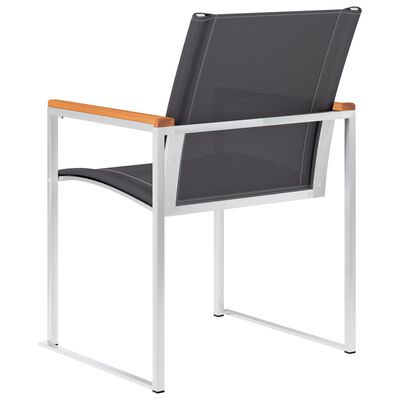 vidaXL Sodo kėdės, 2vnt, pilkos, tekstilenas ir nerūdijantis plienas