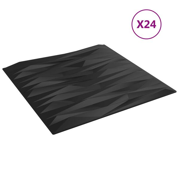 vidaXL Sienų plok&scaron;tės 24 pcs Juodas Akmuo 50 x 50 cm XPS Putplastis