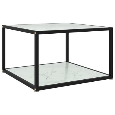 vidaXL Kavos staliukas, baltas, 60x60x35cm, grūdintas stiklas