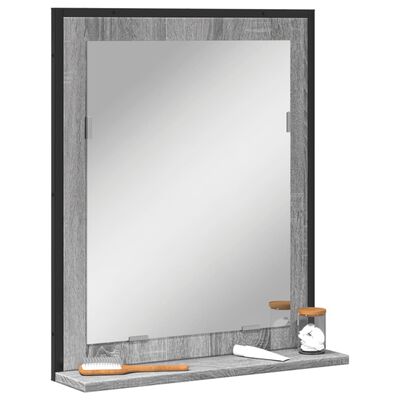 vidaXL Vonios veidrodis su lentyna, pilkas ąžuolo, 50x12x60cm, mediena