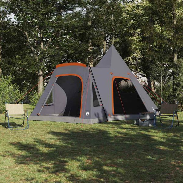 vidaXL Teepee palapinė su stogu Pilka ir oranžinė 545 x 450 x 295 cm