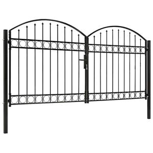 vidaXL Tvoros vartai ASSEN, dvigubos durys su arkine vir&scaron;umi, plienas, 300x125 cm