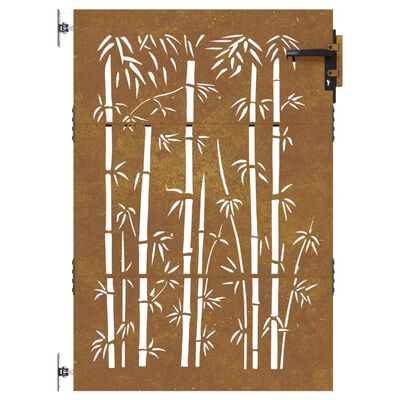 vidaXL Sodo vartai, 85x150cm, corten plienas, bambuko dizaino