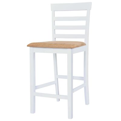 vidaXL Baro stalo ir kėdžių kompl., 5d., med. mas., rud. ir balt. sp.