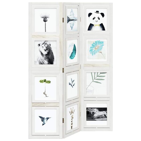 vidaXL Kambario pertvara, 3 segmentai, balta, paulovnijos masyvas