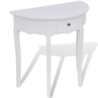 vidaXL Konsolinis staliukas su stalčiuku, pusapvalis, baltas