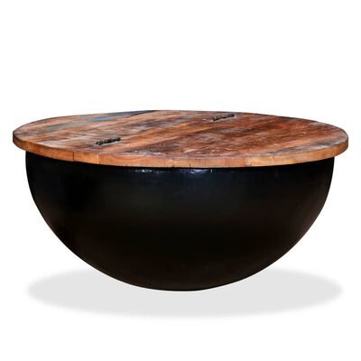 vidaXL Kavos staliukas, perdirbta mediena, dubens forma, juodas