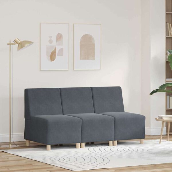 vidaXL Modulinis sofa vienetas be rankų 3 pcs Tamsiai pilka