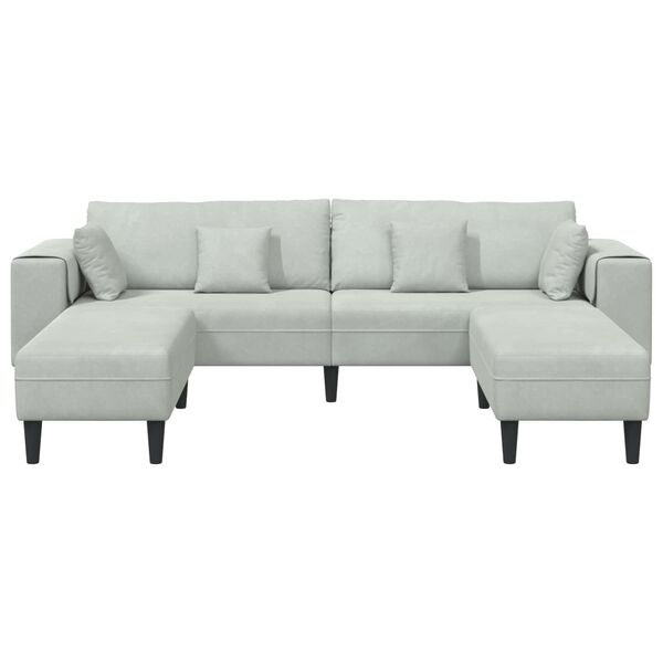 vidaXL Sofa su pagalve 3 pcs &Scaron;viesiai pilka Aksomas