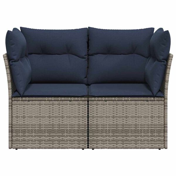 vidaXL | Sodo sofa | su pagalve Pilka 124 x 62 x 69cm poliratanas
