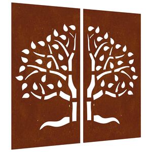 vidaXL Sodo sienos dekoracija, 2 dalių, 105x55cm, corten plienas
