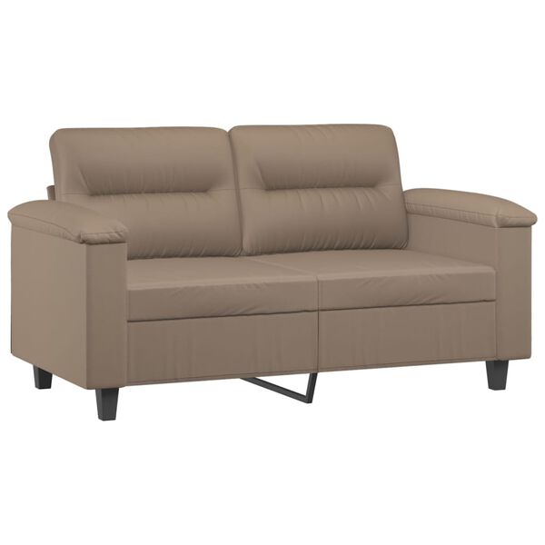 vidaXL Dvivietė sofa su pagalvėmis, kapučino, 120cm, dirbtinė oda
