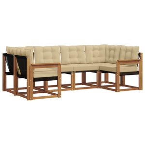 vidaXL Lauko sofos komplektas su pagalve 6 pcs Natūralus ir bežinis